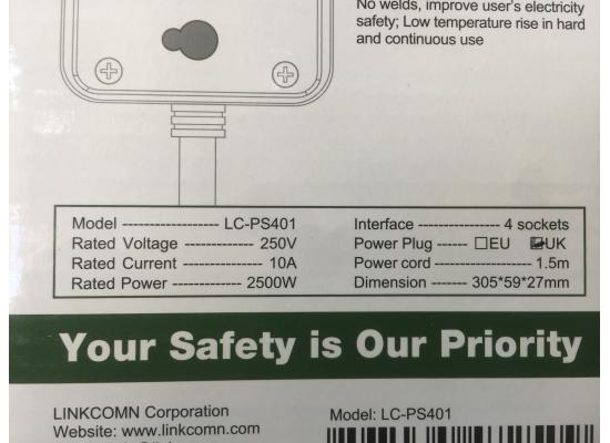 Linkcomn Lc-Ps401 Uk 1.5m 4-Sockets